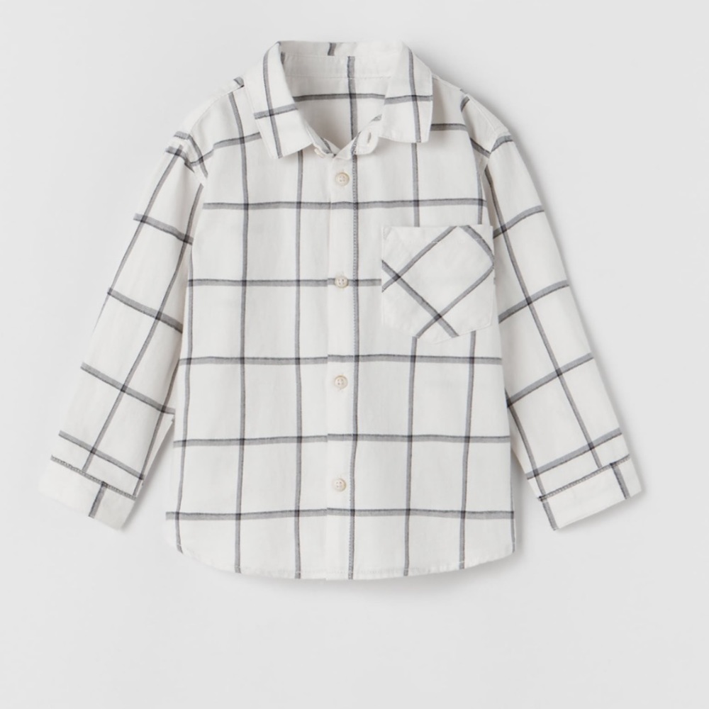 ZARA BUTTON DOWN PLAID SHIRT SIZE 3-6M